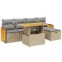 Juego de sofás jardín con cojines 6 pzas ratán sintético beige by , Garden sets - Ref: Foro24-3276244, Price: 414,98 €, Disco...