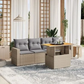 Gartensofa-Set mit 5-teiligen Kissen aus synthetischem Rattan in Beige. von , Gartensets - Ref: Foro24-3271192, Preis: 343,02...