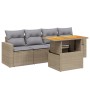 Gartensofa-Set mit 5-teiligen Kissen aus synthetischem Rattan in Beige. von , Gartensets - Ref: Foro24-3271192, Preis: 343,72...