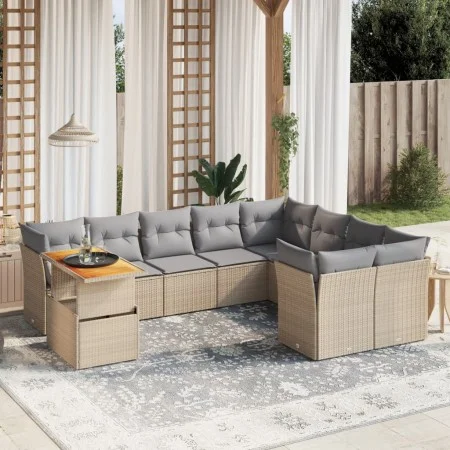 Juego de sofás jardín con cojines beige 10 pzas ratán sintético by , Garden sets - Ref: Foro24-3271017, Price: 627,53 €, Disc...