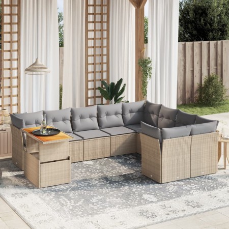 Juego de sofás jardín con cojines beige 10 pzas ratán sintético de , Conjuntos de jardín - Ref: Foro24-3271017, Precio: 619,2...