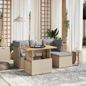 Juego de sofás jardín con cojines 6 pzas ratán sintético beige de , Conjuntos de jardín - Ref: Foro24-3270807, Precio: 377,24...