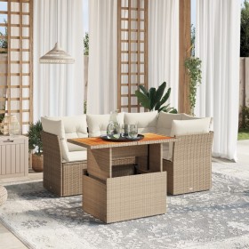 Juego de sofás jardín con cojines 5 pzas ratán sintético beige by , Garden sets - Ref: Foro24-3270813, Price: 385,40 €, Disco...