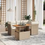 Juego de sofás jardín con cojines 5 pzas ratán sintético beige by , Garden sets - Ref: Foro24-3270813, Price: 385,40 €, Disco...
