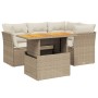 Juego de sofás jardín con cojines 5 pzas ratán sintético beige by , Garden sets - Ref: Foro24-3270813, Price: 385,40 €, Disco...