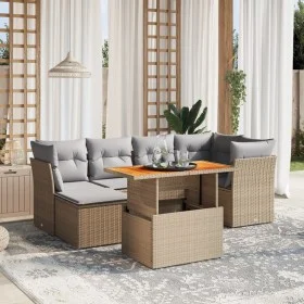 Set sofás de jardín 7 piezas y cojines ratán sintético beige by , Garden sets - Ref: Foro24-3270940, Price: 454,92 €, Discoun...