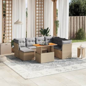 Juego de sofás de jardín con cojines beige 8 pzas ratán PE by , Garden sets - Ref: Foro24-3270954, Price: 505,70 €, Discount: %
