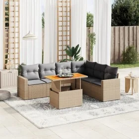 Set sofás de jardín 7 piezas y cojines ratán sintético beige by , Garden sets - Ref: Foro24-3271332, Price: 483,07 €, Discoun...