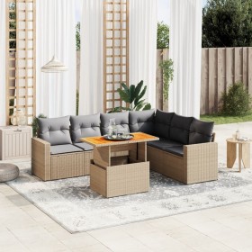 Set sofás de jardín 7 piezas y cojines ratán sintético beige by , Garden sets - Ref: Foro24-3271332, Price: 481,60 €, Discoun...