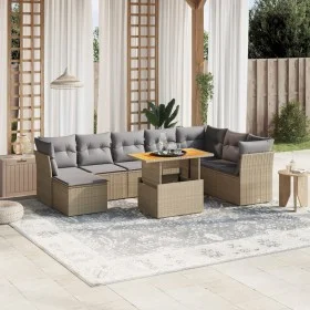 Set de sofás de jardín 9 pzas con cojines ratán sintético beige by , Garden sets - Ref: Foro24-3270975, Price: 564,36 €, Disc...