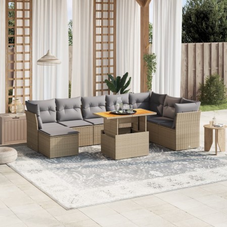 Gartensofa-Set, 9-teilig, mit Kissen, aus synthetischem Rattan in Beige. von , Gartensets - Ref: Foro24-3270975, Preis: 546,8...