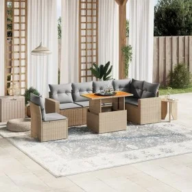 Set sofás de jardín 7 piezas y cojines ratán sintético beige by , Garden sets - Ref: Foro24-3271339, Price: 483,07 €, Discoun...
