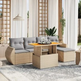 Juego de sofás jardín con cojines 6 pzas ratán sintético beige by , Garden sets - Ref: Foro24-3272172, Price: 416,60 €, Disco...