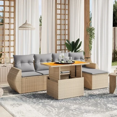 Juego de sofás jardín con cojines 6 pzas ratán sintético beige by , Garden sets - Ref: Foro24-3272172, Price: 416,60 €, Disco...