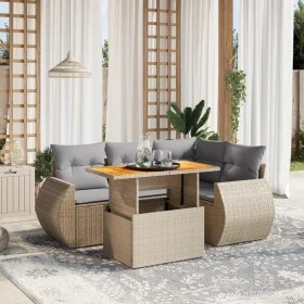 Juego de sofás jardín con cojines 5 pzas ratán sintético beige de , Conjuntos de jardín - Ref: Foro24-3272179, Precio: 398,48...