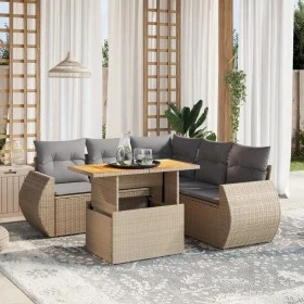 Juego de sofás jardín con cojines 6 pzas ratán sintético beige by , Garden sets - Ref: Foro24-3272193, Price: 449,81 €, Disco...
