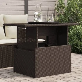 Gartentisch mit Glasoberfläche, Rattan-PE-Braun, 100x55x73 cm. von , Gartentische - Ref: Foro24-366208, Preis: 111,28 €, Raba...