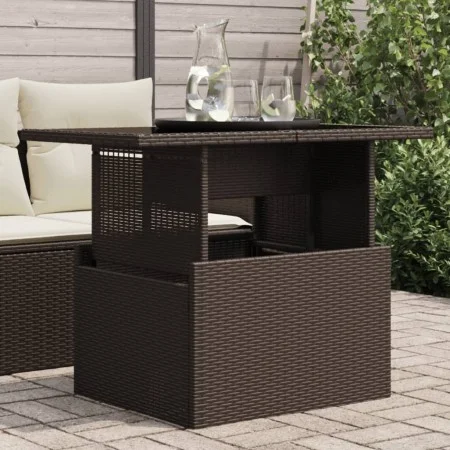 Gartentisch mit Glasoberfläche, Rattan-PE-Braun, 100x55x73 cm. von , Gartentische - Ref: Foro24-366208, Preis: 111,45 €, Raba...