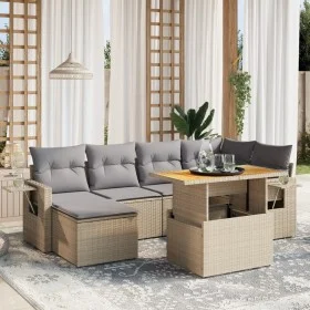 Set sofás de jardín 7 piezas y cojines ratán sintético beige by , Garden sets - Ref: Foro24-3271857, Price: 467,65 €, Discoun...