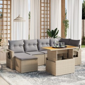 Set sofás de jardín 7 piezas y cojines ratán sintético beige by , Garden sets - Ref: Foro24-3271857, Price: 469,67 €, Discoun...