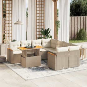 Gartensofa-Set, 9-teilig, mit Kissen, aus synthetischem Rattan in Beige. von , Gartensets - Ref: Foro24-3273004, Preis: 604,5...