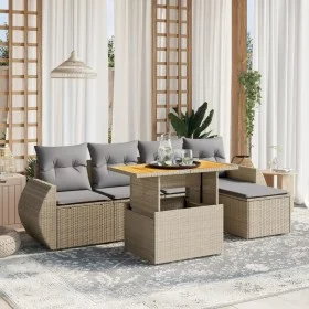 Gartensofa-Set mit 6-teiligen Kissen aus synthetischem Rattan in Beige. von , Gartensets - Ref: Foro24-3275810, Preis: 422,71...