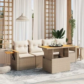 Juego de sofás jardín con cojines 5 pzas ratán sintético beige by , Garden sets - Ref: Foro24-3273396, Price: 413,13 €, Disco...
