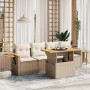 Juego de sofás jardín con cojines 5 pzas ratán sintético beige by , Garden sets - Ref: Foro24-3273396, Price: 397,46 €, Disco...