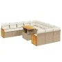 Gartensofa-Set 11-teilig mit Kissen aus synthetischem Rattan in Beige. von , Gartensets - Ref: Foro24-3274145, Preis: 760,39 ...