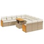 Set de sofás de jardín 11pzas con cojines ratán sintético beige by , Garden sets - Ref: Foro24-3274145, Price: 709,00 €, Disc...