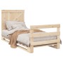 Solid pine wood bed frame with headboard 90x200 cm by , Beds and slatted bases - Ref: Foro24-3281556, Price: 143,40 €, Discou...