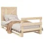 Solid pine wood bed frame with headboard 90x200 cm by , Beds and slatted bases - Ref: Foro24-3281556, Price: 141,96 €, Discou...