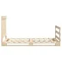 Solid pine wood bed frame with headboard 90x200 cm by , Beds and slatted bases - Ref: Foro24-3281556, Price: 141,96 €, Discou...