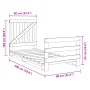 Solid pine wood bed frame with headboard 90x200 cm by , Beds and slatted bases - Ref: Foro24-3281556, Price: 143,40 €, Discou...