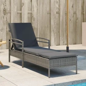 Tumbona con cojín ratán sintético gris 63x200x81 cm by , Loungers - Ref: Foro24-368301, Price: 165,77 €, Discount: %
