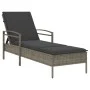 Tumbona con cojín ratán sintético gris 63x200x81 cm de , Tumbonas - Ref: Foro24-368301, Precio: 156,20 €, Descuento: %