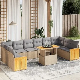 Gartensofa-Set 11-teilig mit Kissen aus synthetischem Rattan in Beige. von , Gartensets - Ref: Foro24-3274132, Preis: 735,41 ...