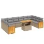 Gartensofa-Set 11-teilig mit Kissen aus synthetischem Rattan in Beige. von , Gartensets - Ref: Foro24-3274132, Preis: 735,41 ...