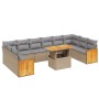Set de sofás de jardín 11pzas con cojines ratán sintético beige by , Garden sets - Ref: Foro24-3274132, Price: 709,34 €, Disc...
