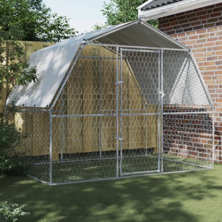 Hundekäfig mit verzinktem silbernen Dach und Tür. von , Hundehütten - Ref: Foro24-3294908, Preis: 186,70 €, Rabatt: %