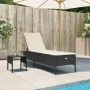 Tumbona con mesita y cojín ratán sintético negro by , Loungers - Ref: Foro24-4002728, Price: 169,41 €, Discount: %