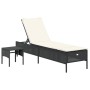 Liegestuhl mit Tisch und Kissen aus schwarzem synthetischem Rattan von , Liegen - Ref: Foro24-4002728, Preis: 169,41 €, Rabat...