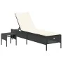 Liegestuhl mit Tisch und Kissen aus schwarzem synthetischem Rattan von , Liegen - Ref: Foro24-4002728, Preis: 165,13 €, Rabat...
