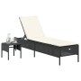 Liegestuhl mit Tisch und Kissen aus schwarzem synthetischem Rattan von , Liegen - Ref: Foro24-4002728, Preis: 169,41 €, Rabat...