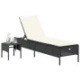 Liegestuhl mit Tisch und Kissen aus schwarzem synthetischem Rattan von , Liegen - Ref: Foro24-4002728, Preis: 165,13 €, Rabat...