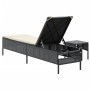 Liegestuhl mit Tisch und Kissen aus schwarzem synthetischem Rattan von , Liegen - Ref: Foro24-4002728, Preis: 169,41 €, Rabat...
