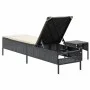 Liegestuhl mit Tisch und Kissen aus schwarzem synthetischem Rattan von , Liegen - Ref: Foro24-4002728, Preis: 165,13 €, Rabat...