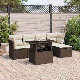 Set sofás de jardín 6 piezas y cojines ratán sintético marrón by , Garden sets - Ref: Foro24-3274643, Price: 420,51 €, Discou...