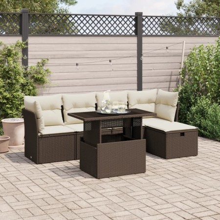 Set sofás de jardín 6 piezas y cojines ratán sintético marrón by , Garden sets - Ref: Foro24-3274643, Price: 393,66 €, Discou...