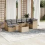 Set de sofás de jardín y cojines 8 piezas ratán sintético beige by , Garden sets - Ref: Foro24-3274669, Price: 517,80 €, Disc...